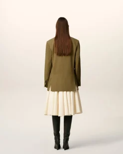 Veste Verte Ample Deux Boutons En Laine