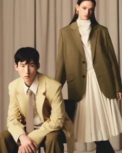 Veste Verte Ample Deux Boutons En Laine