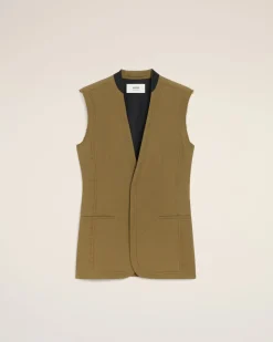 Veste Verte Sans Manches En Laine