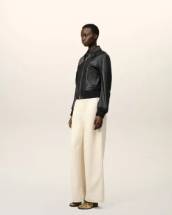 Veste Zippée En Cuir